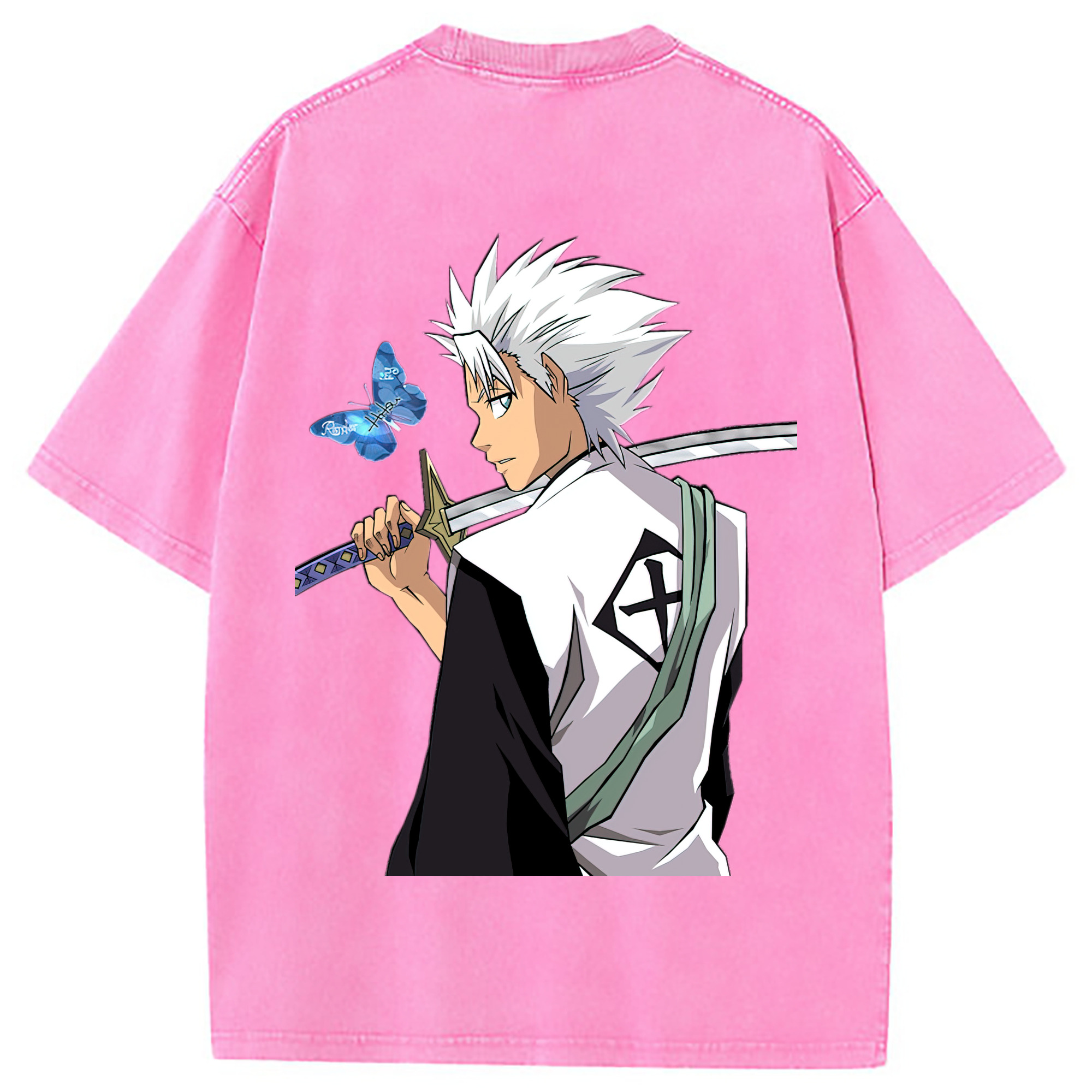 （画像用） ブリーチ 日番谷冬獅郎（ひつがや とうしろう） BLEACH Hitsugaya Toushirou 綿100% ヴィンテージ風 半袖Tシャツ（背面プリント）